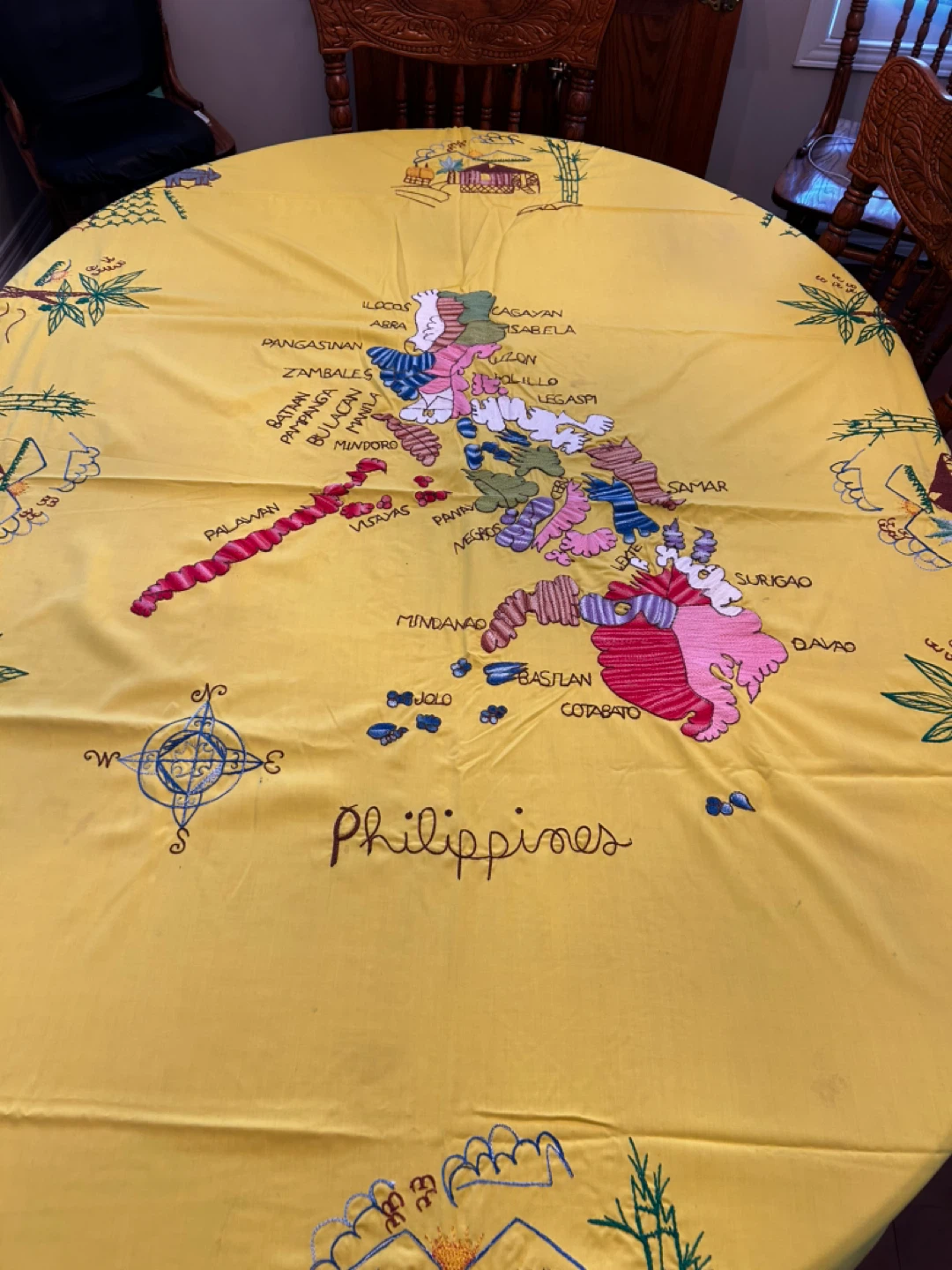 Embroidered Yellow Philippines Map Tablecloth - photo 3