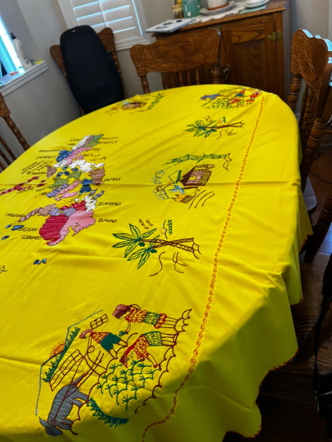 Embroidered Yellow Philippines Map Tablecloth