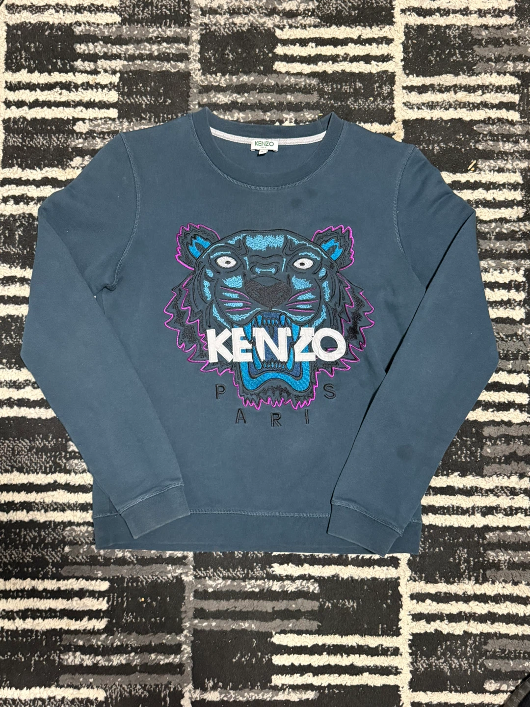 Kenzo Paris Crew Neck Sweatshirt with Big Logo Size Medium