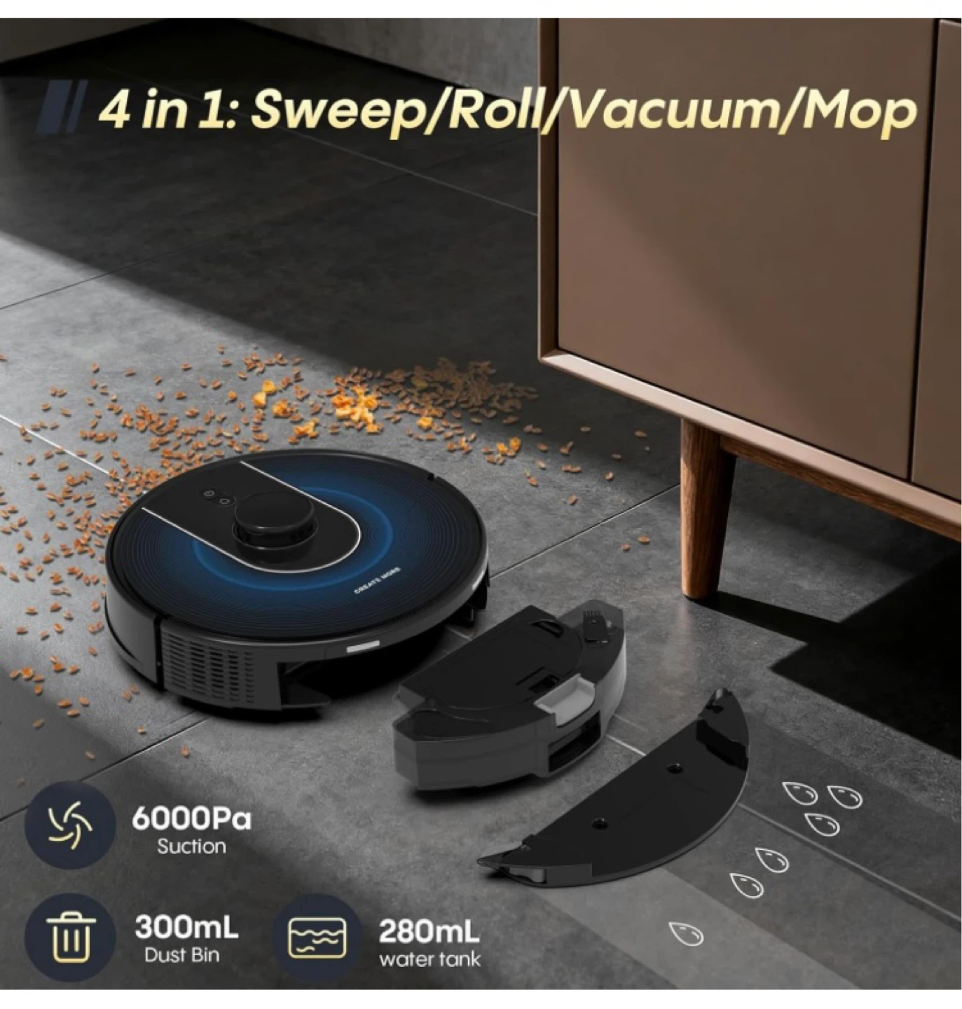 Bagotte Robot Vacuum and Mop Combo - Blue Black - photo 3
