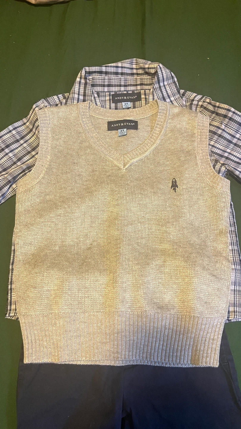 Andy & Evan Boys 2T Plaid Shirt, Vest & Pants Set - Size 2T - photo 2