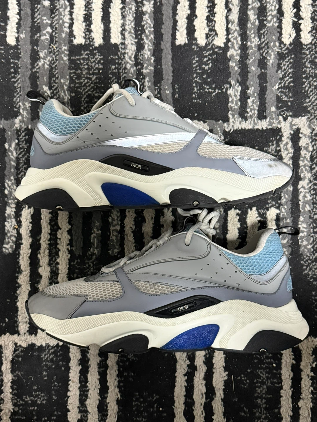 Dior B22 Reflective White Grey Blue Black Mesh Sneakers Sz 13us - photo 2