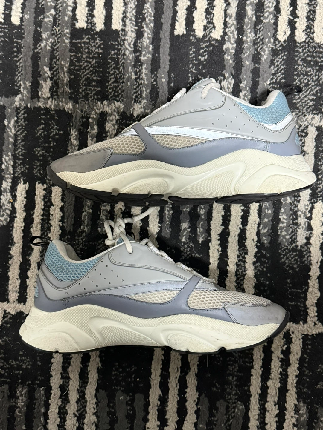 Dior B22 Reflective White Grey Blue Black Mesh Sneakers Sz 13us - photo 3