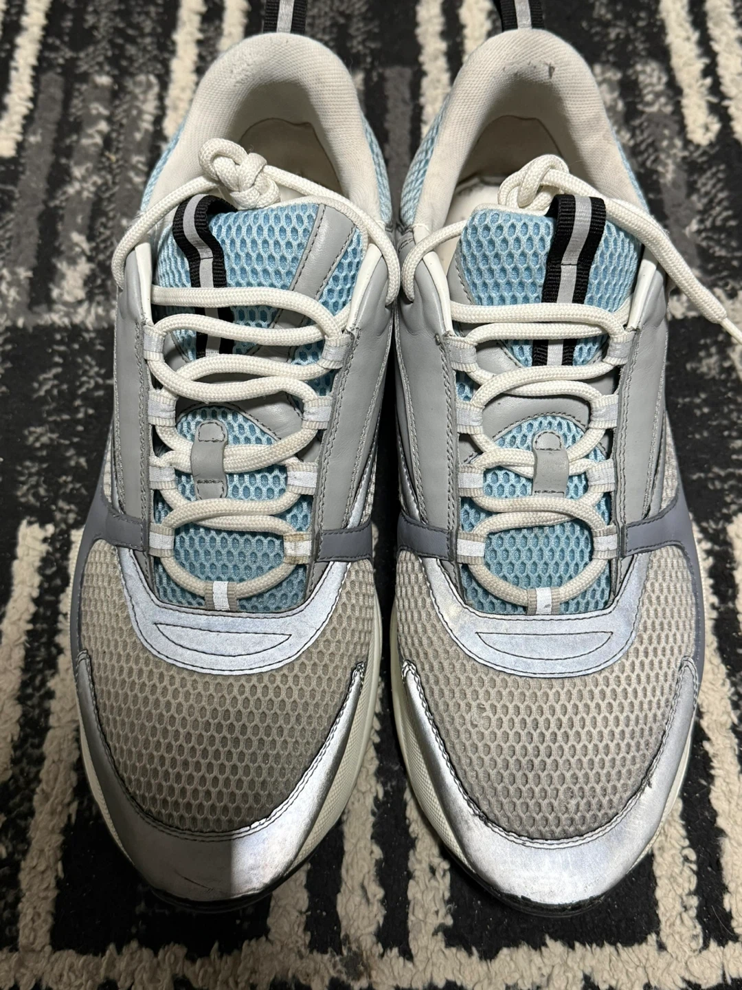 Dior B22 Reflective White Grey Blue Black Mesh Sneakers Sz 13us - photo 4