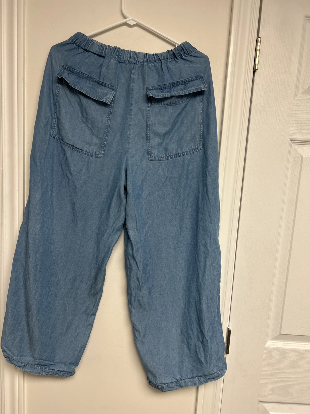 Light Wash Denim Wide Leg Cropped Pants - photo 2