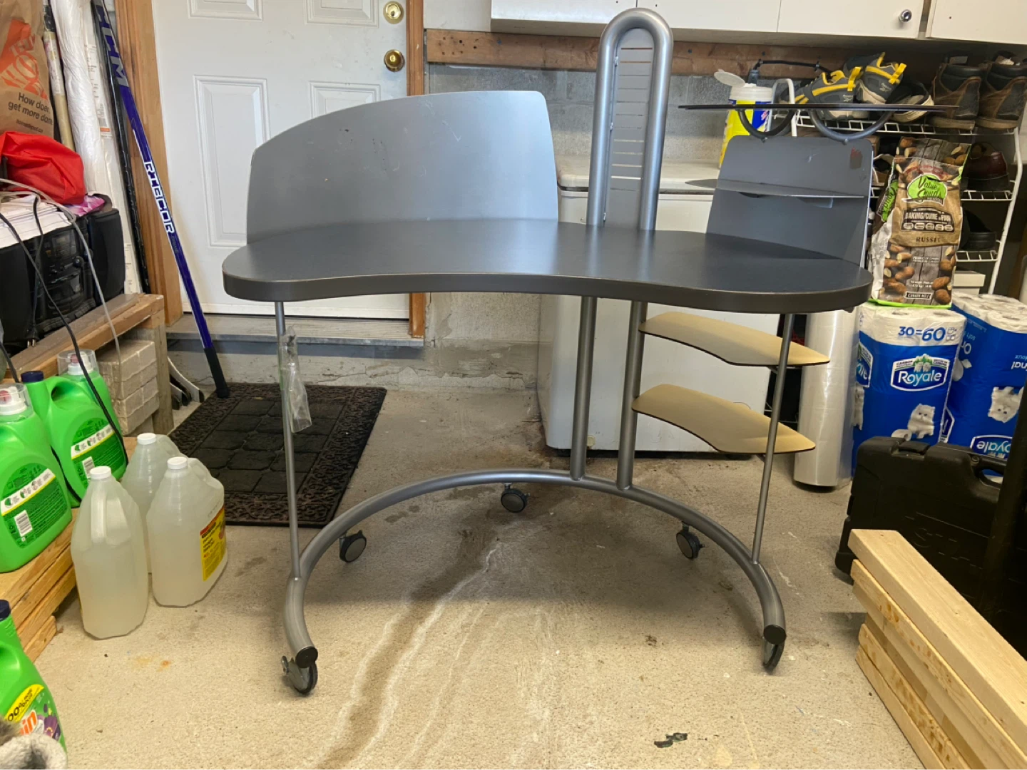Curved Desk with Shelves on Wheels - photo 2