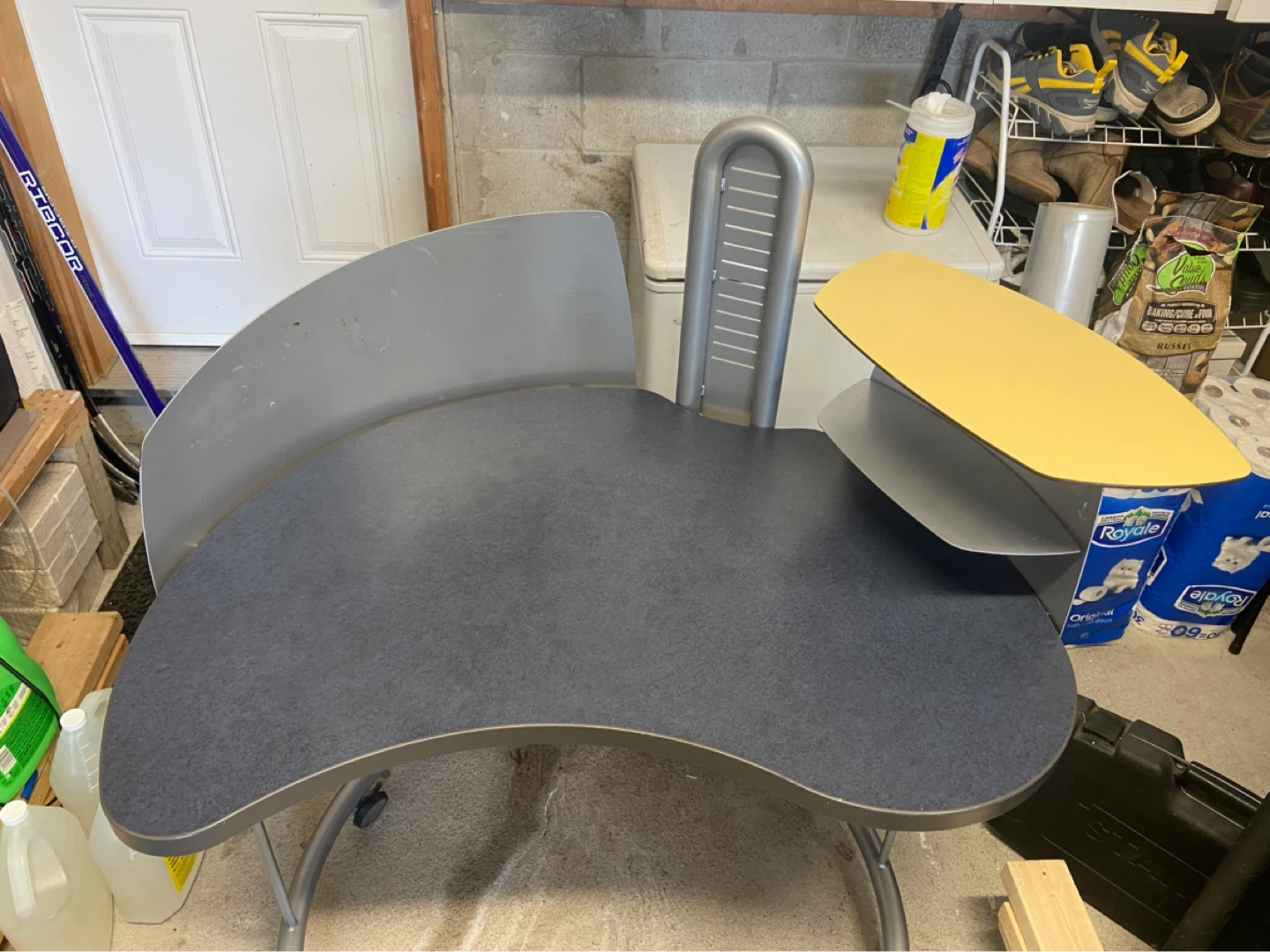 Curved Desk with Shelves on Wheels - photo 3