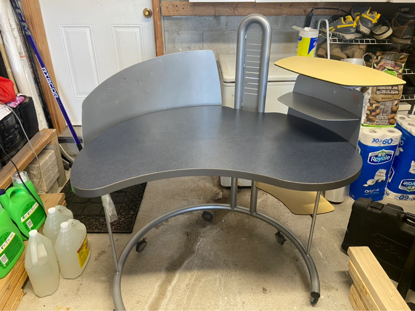 Curved Desk with Shelves on Wheels