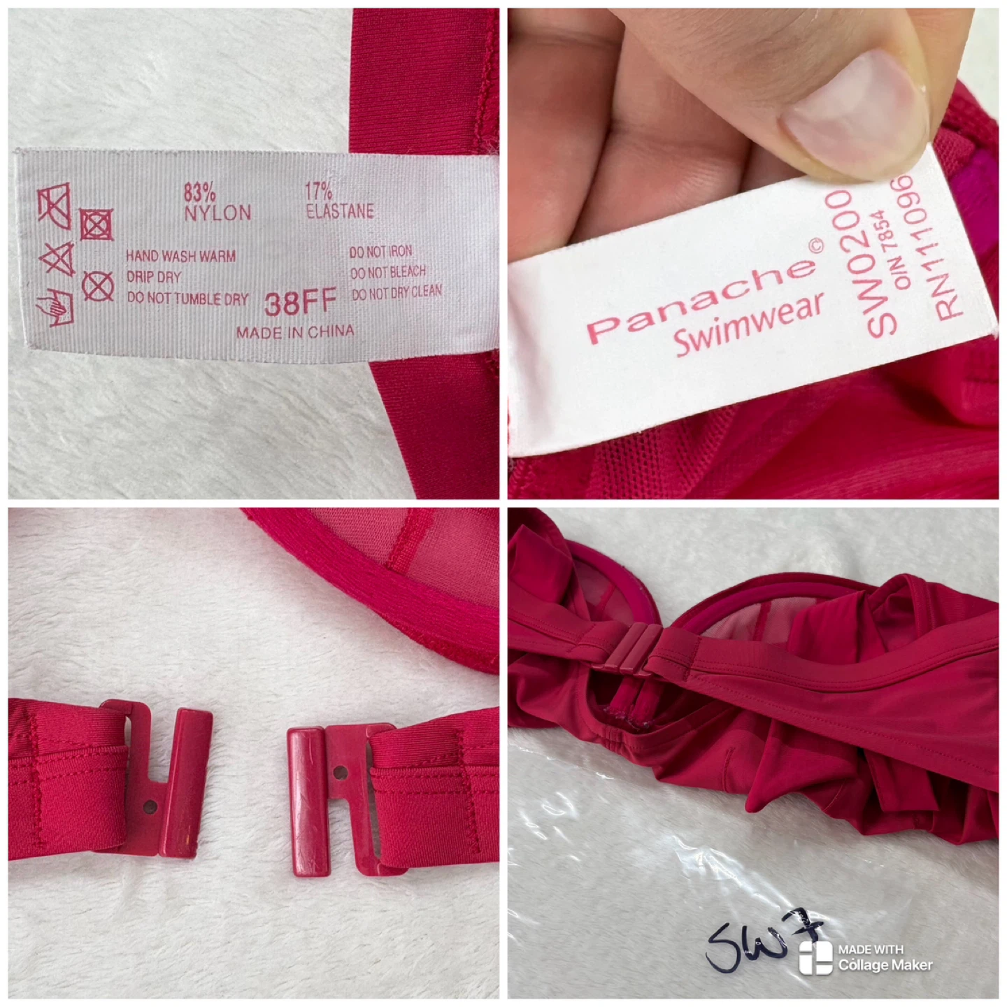 Panache Lined Underwire Halter Bikini Swim Top Red Size 38FF - photo 2