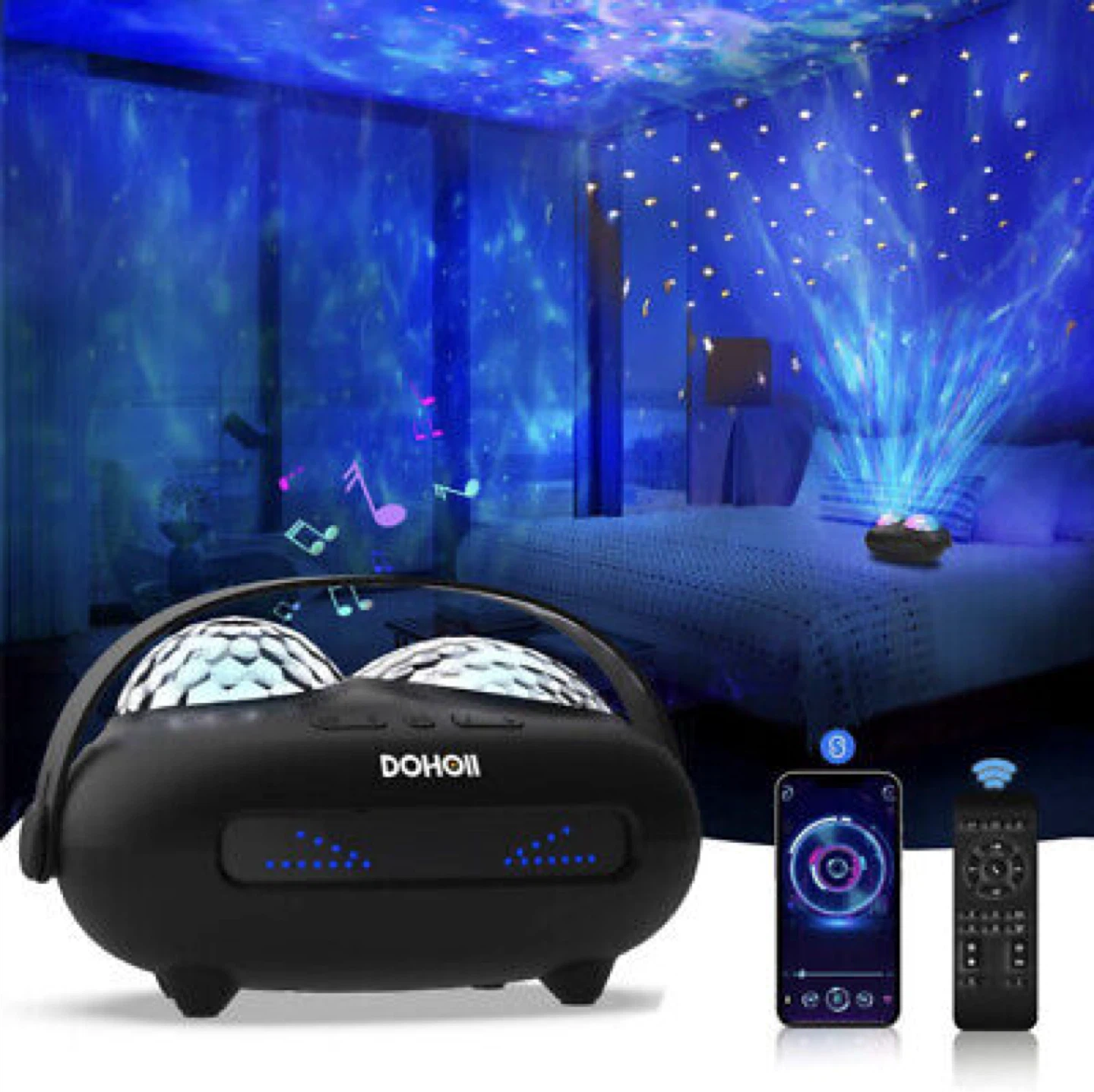 Dohoii Star Ocean Wave Projection Lamp With Bluetooth Speaker