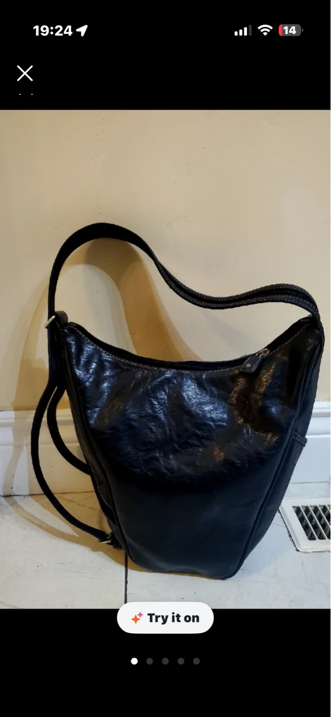 Black Faux Leather Convertible Shoulder bag/Backpack Purse