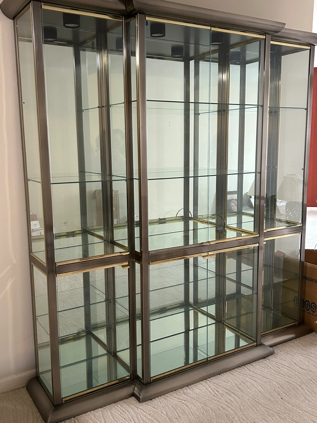 Glass with Chrome and a Gold Trim Etergé / Wall Unit