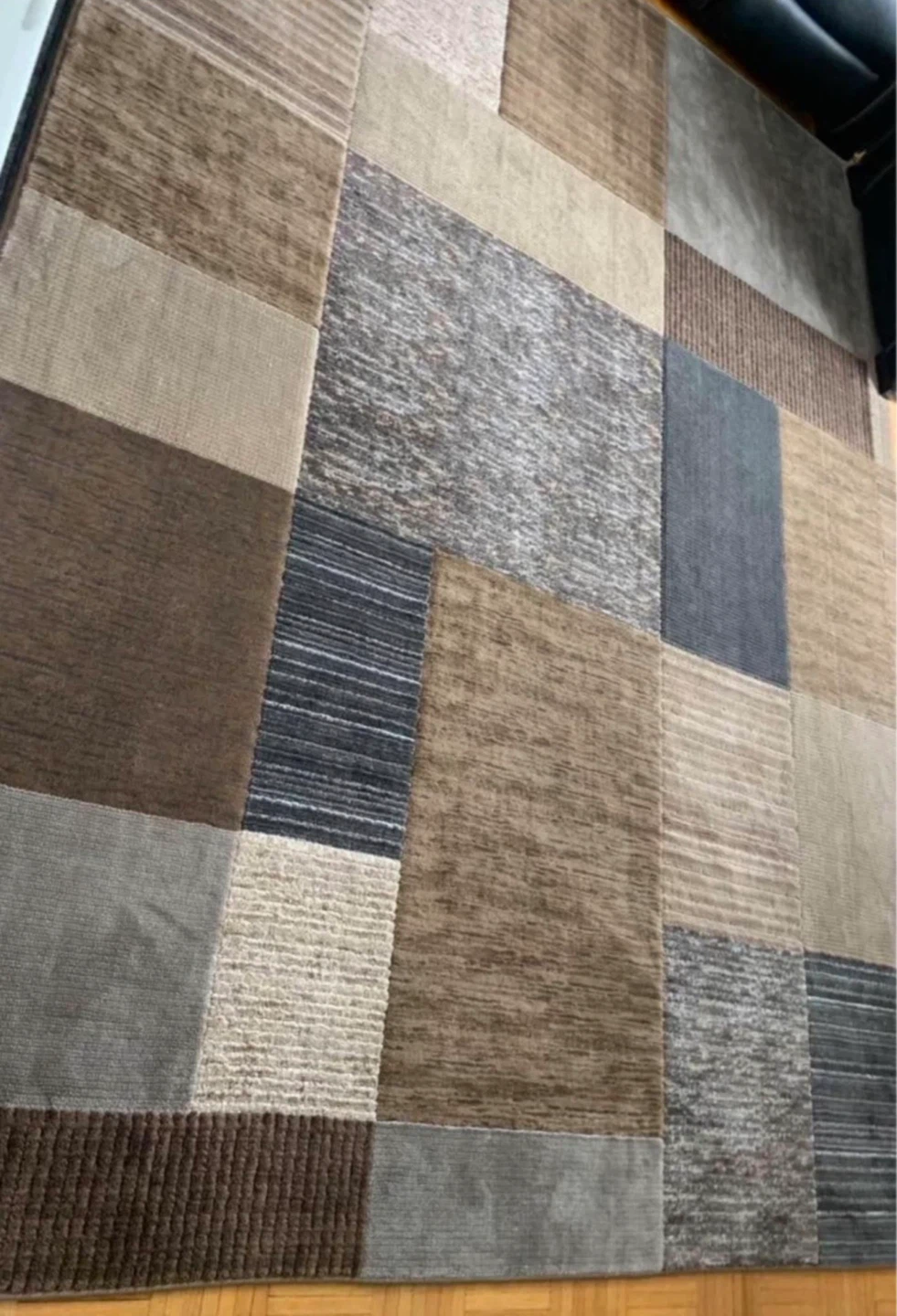Patterned Area Rug - Brown, Grey, Beige