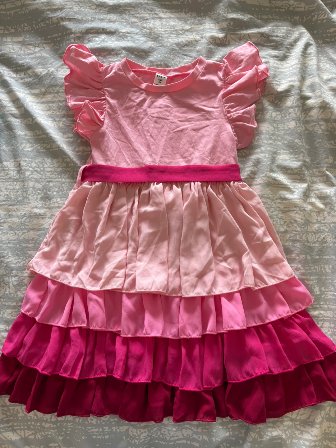 Shein Pink Tiered Ruffle Dress Size 5Y