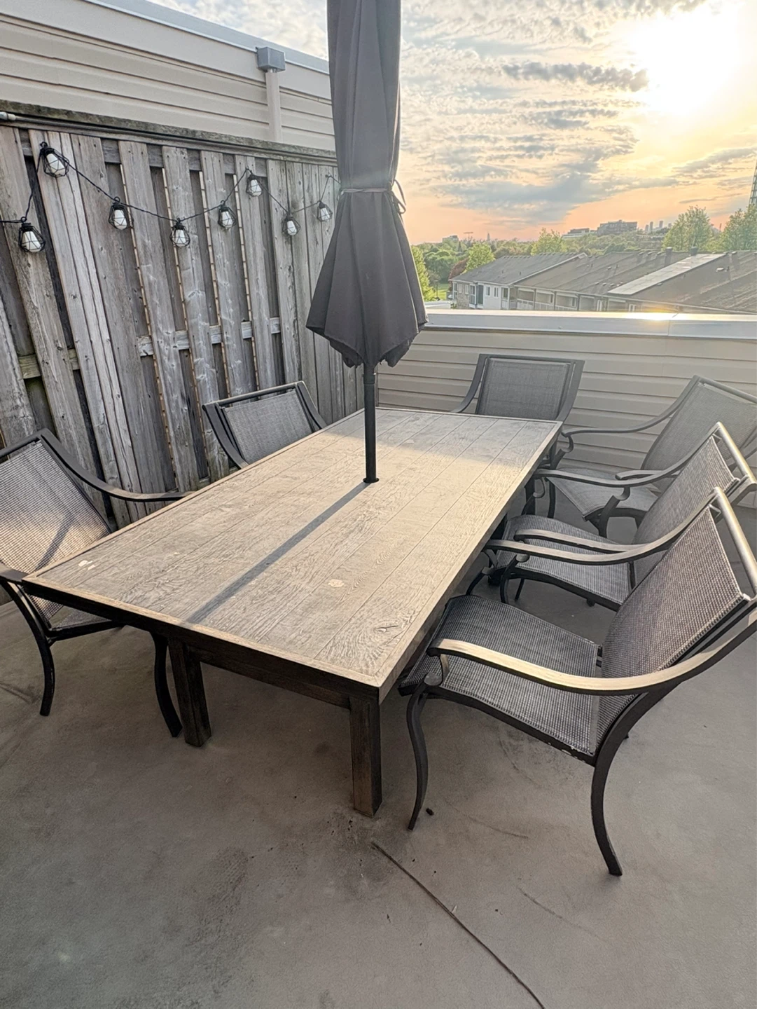 Patio Dining Set with 6 Chairs and Umbrella - photo 4