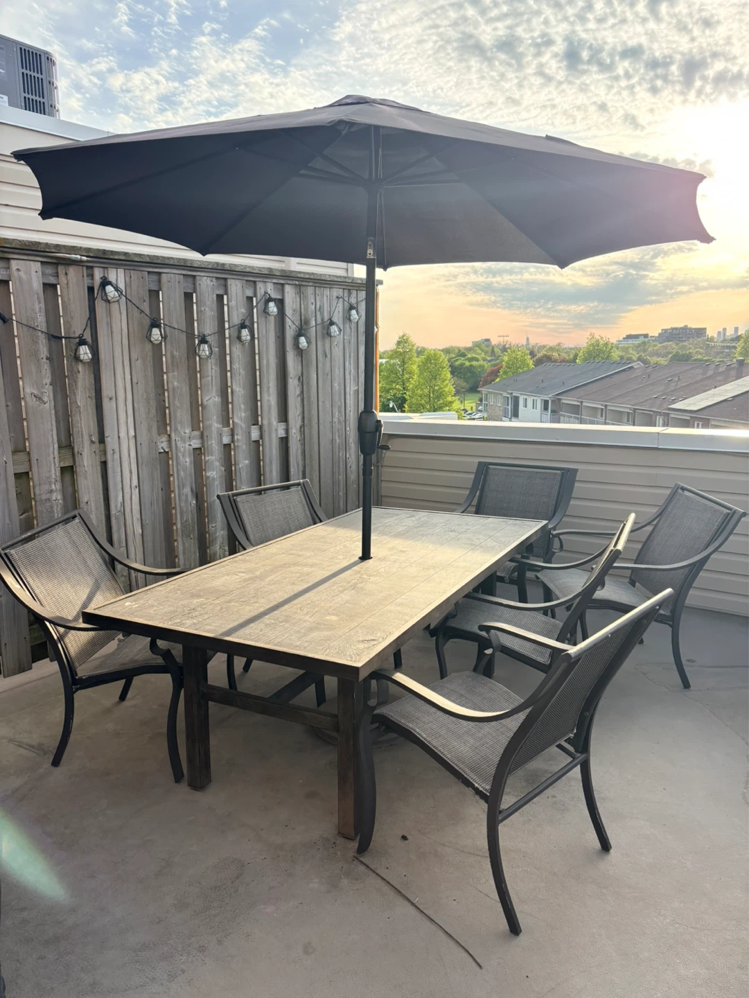 Patio Dining Set with 6 Chairs and Umbrella - photo 3