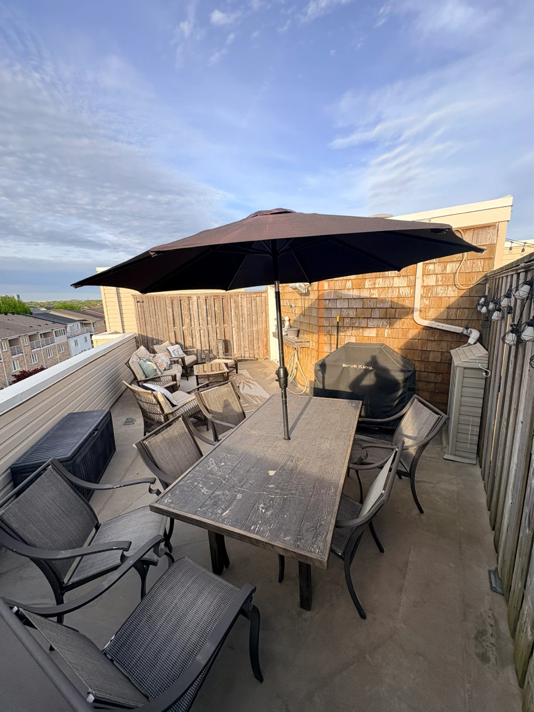 Patio Dining Set with 6 Chairs and Umbrella - photo 2