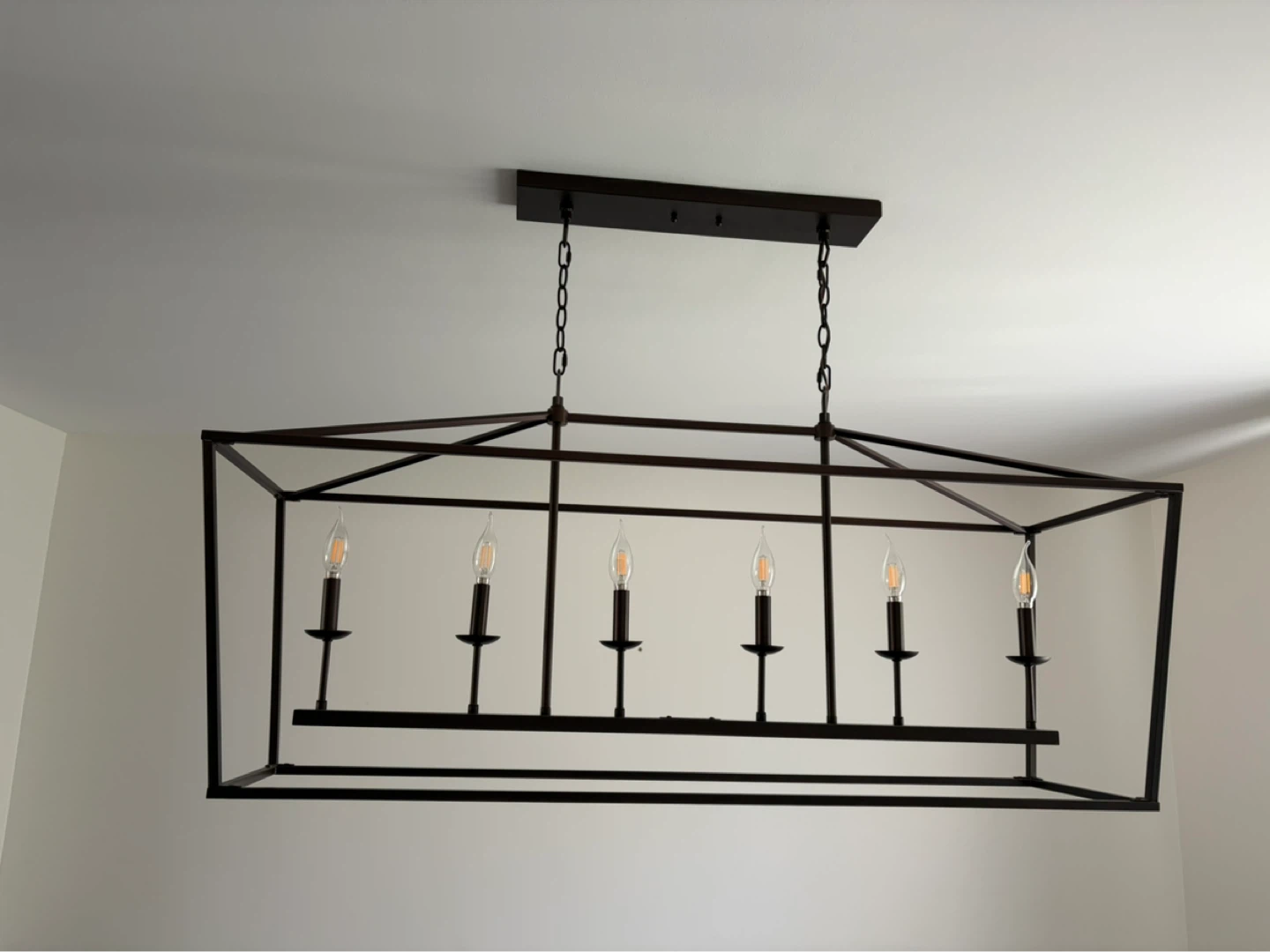 Black 6-Light Rectangular Chandelier - photo 2