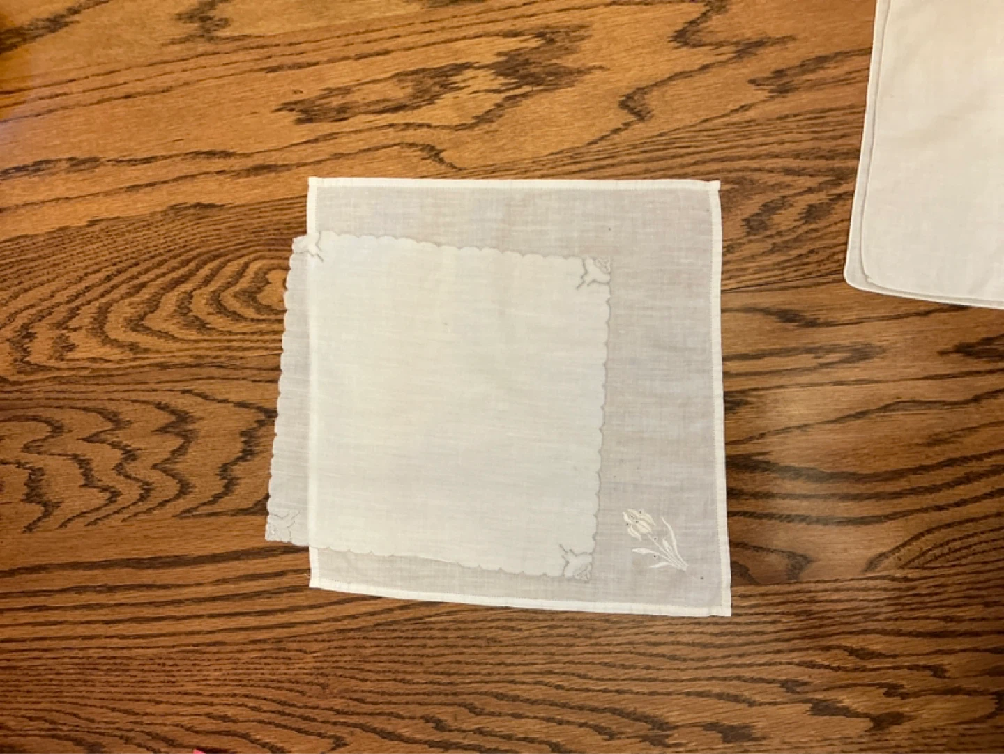 White Embroidered Handkerchief Set