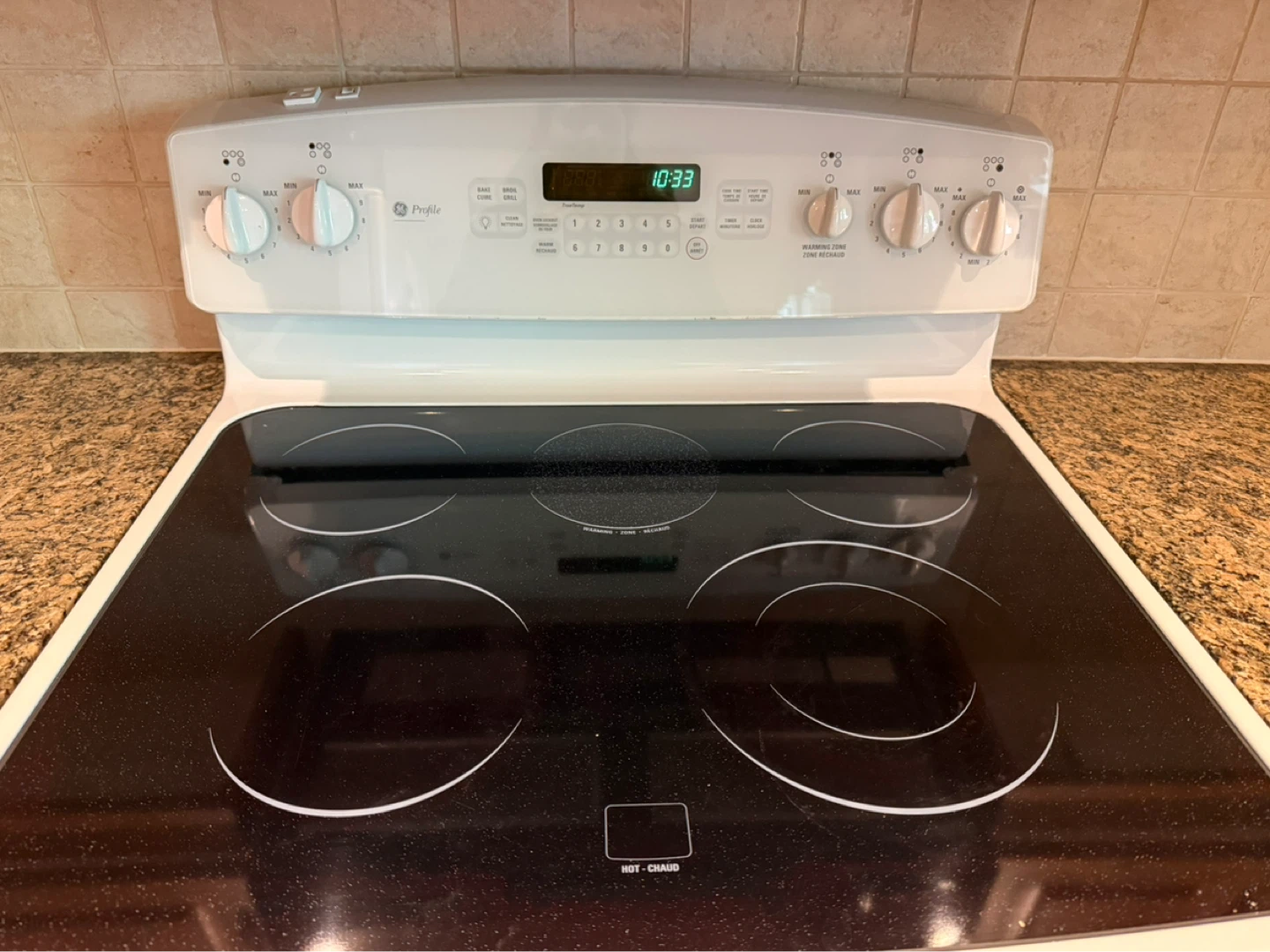 White GE Profile Electric slide in Stove