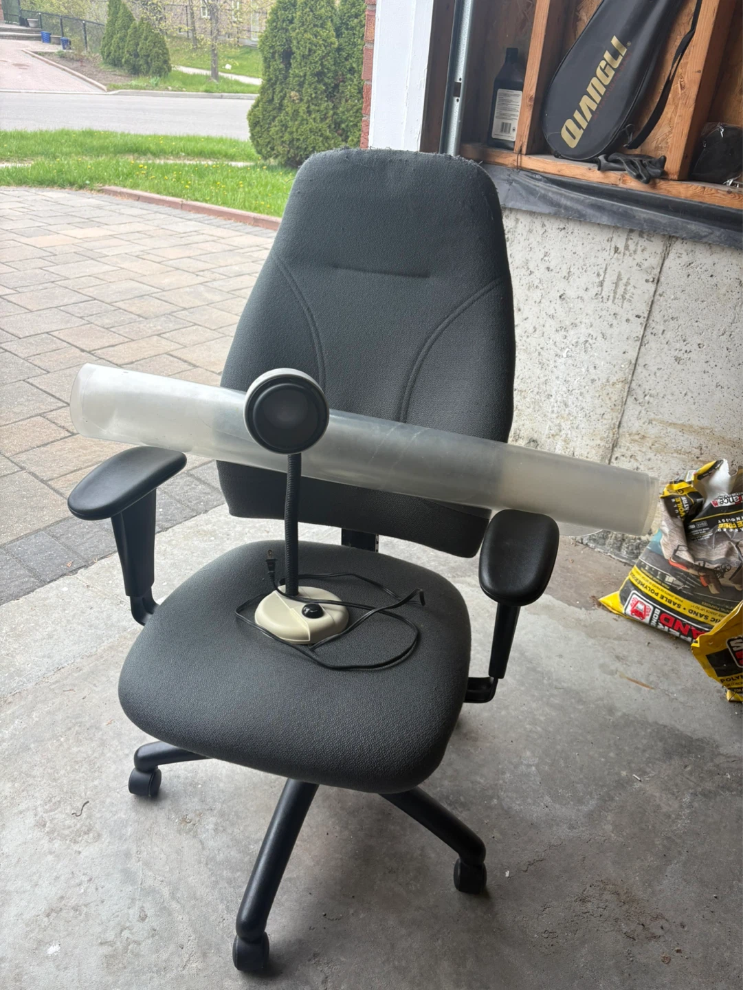 Grey Office Chair with Floor Mat
