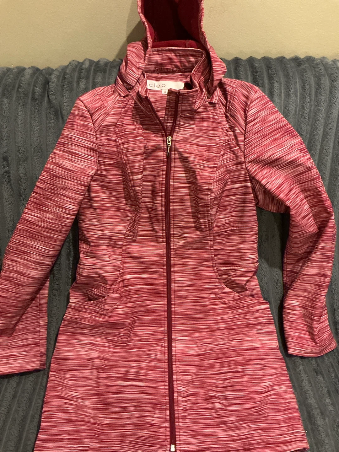 Cleo Hooded Zip-Up Jacket - Pink Heathered