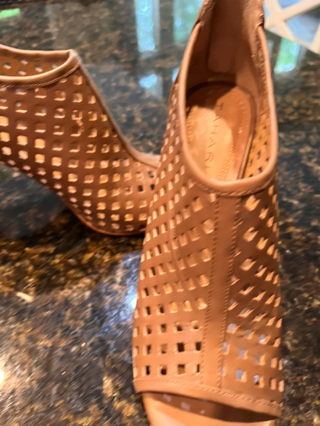 Brown Leather Cut-out Heels