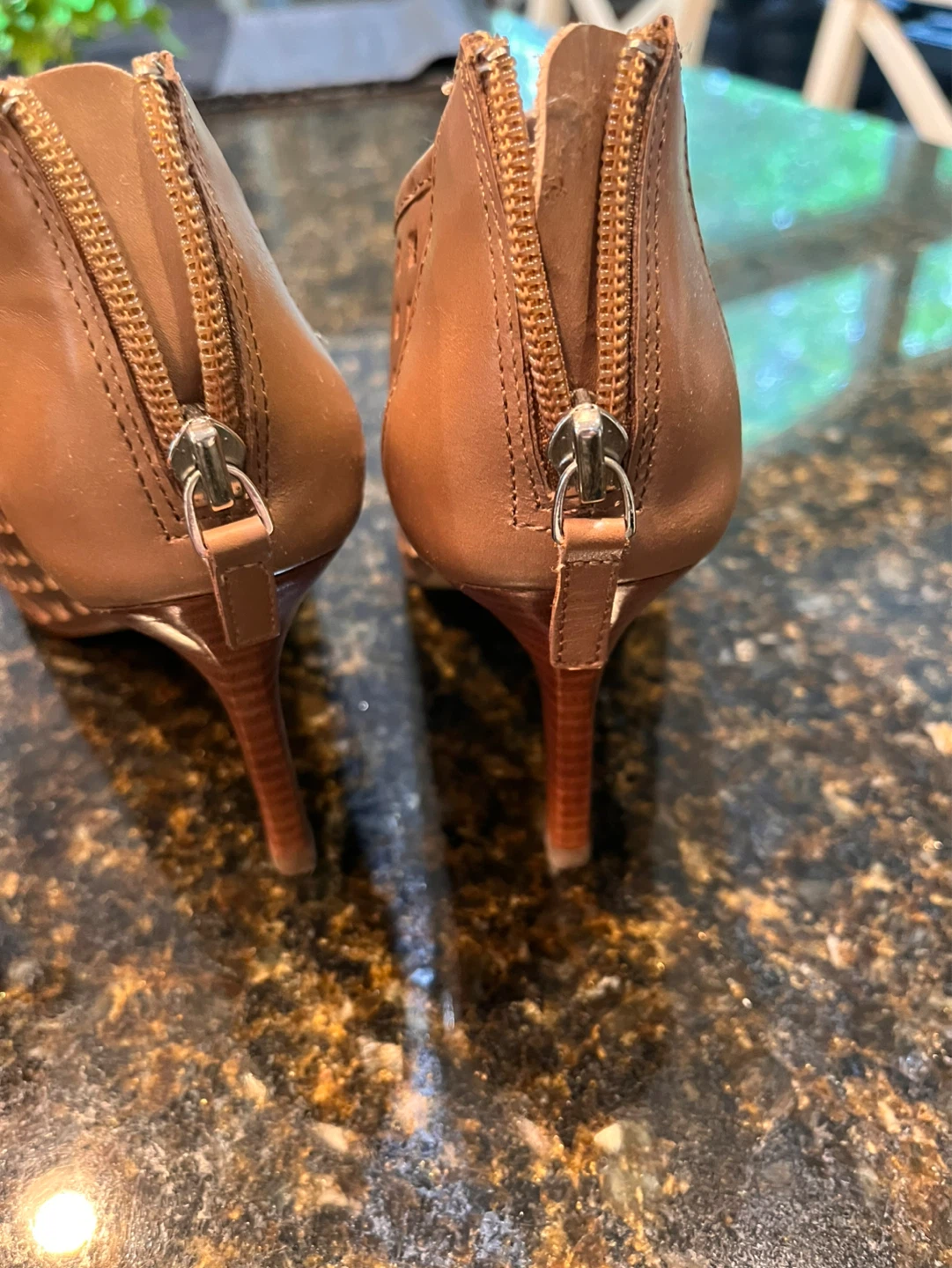 Brown Leather Cut-out Heels - photo 2