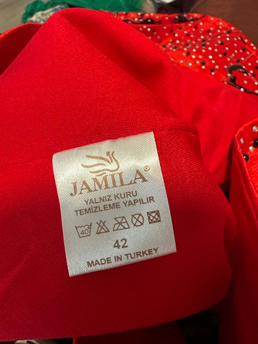 Jamila Red Embellished Floral Dress Size 42 - photo 4