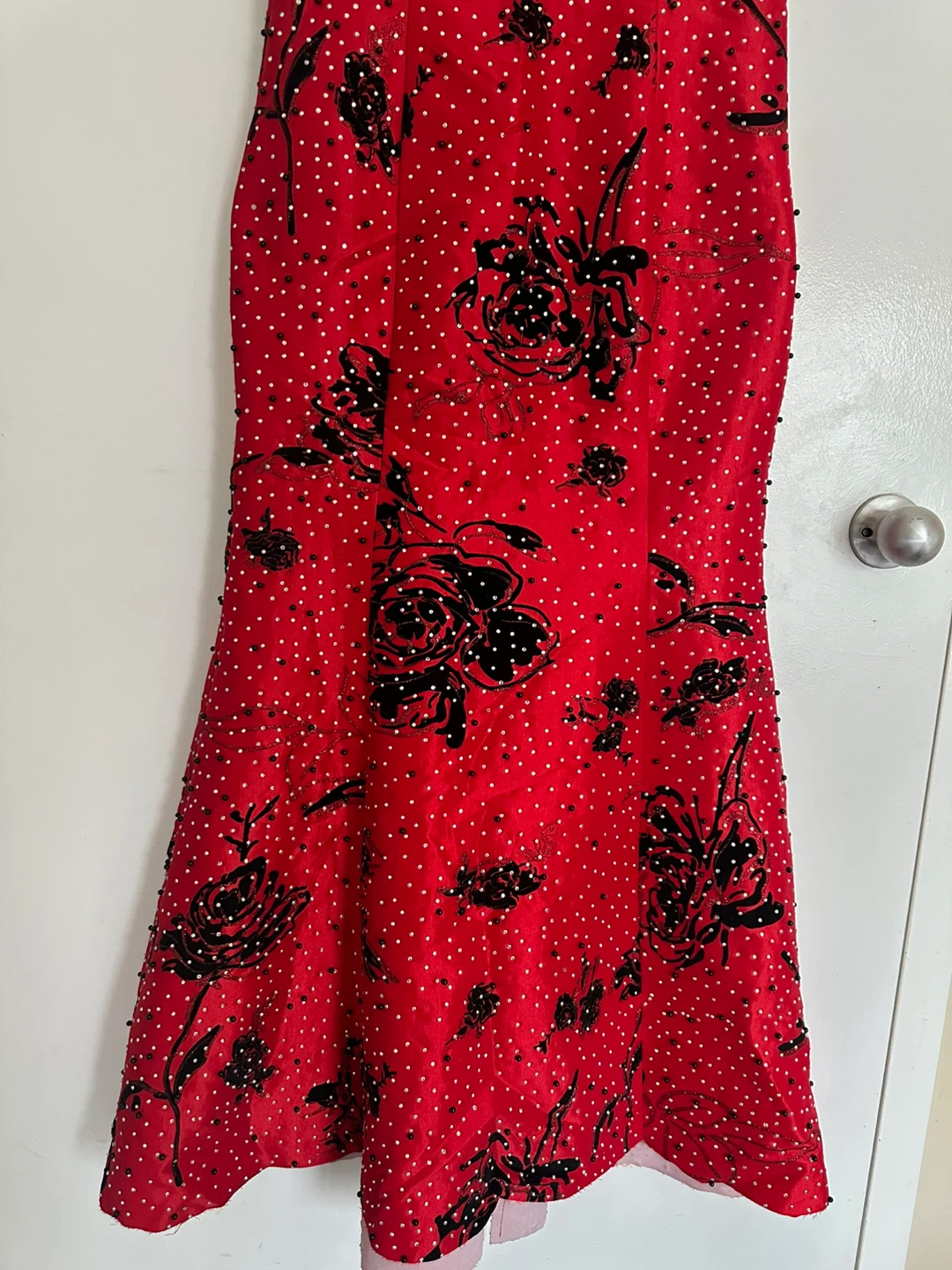 Jamila Red Embellished Floral Dress Size 42 - photo 3