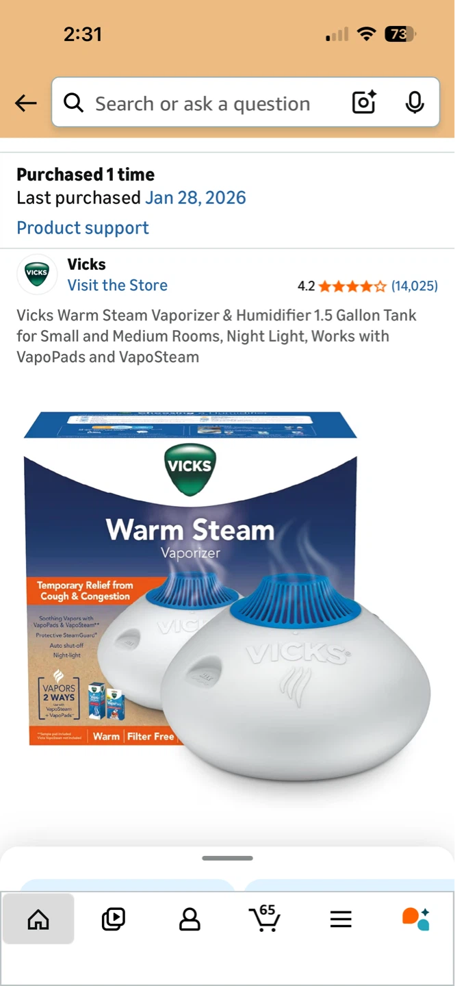 Vicks Warm Steam Vaporizer & Humidifier 1.5 Gallon