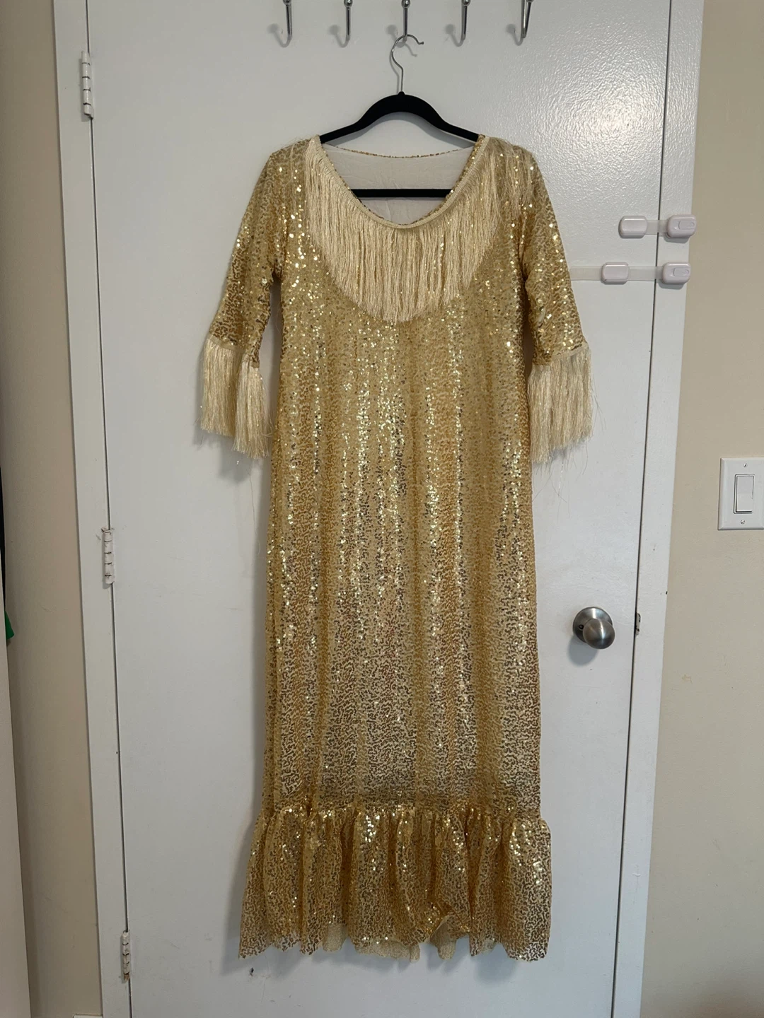 Gold Sequin Dress with Fringe - photo 4