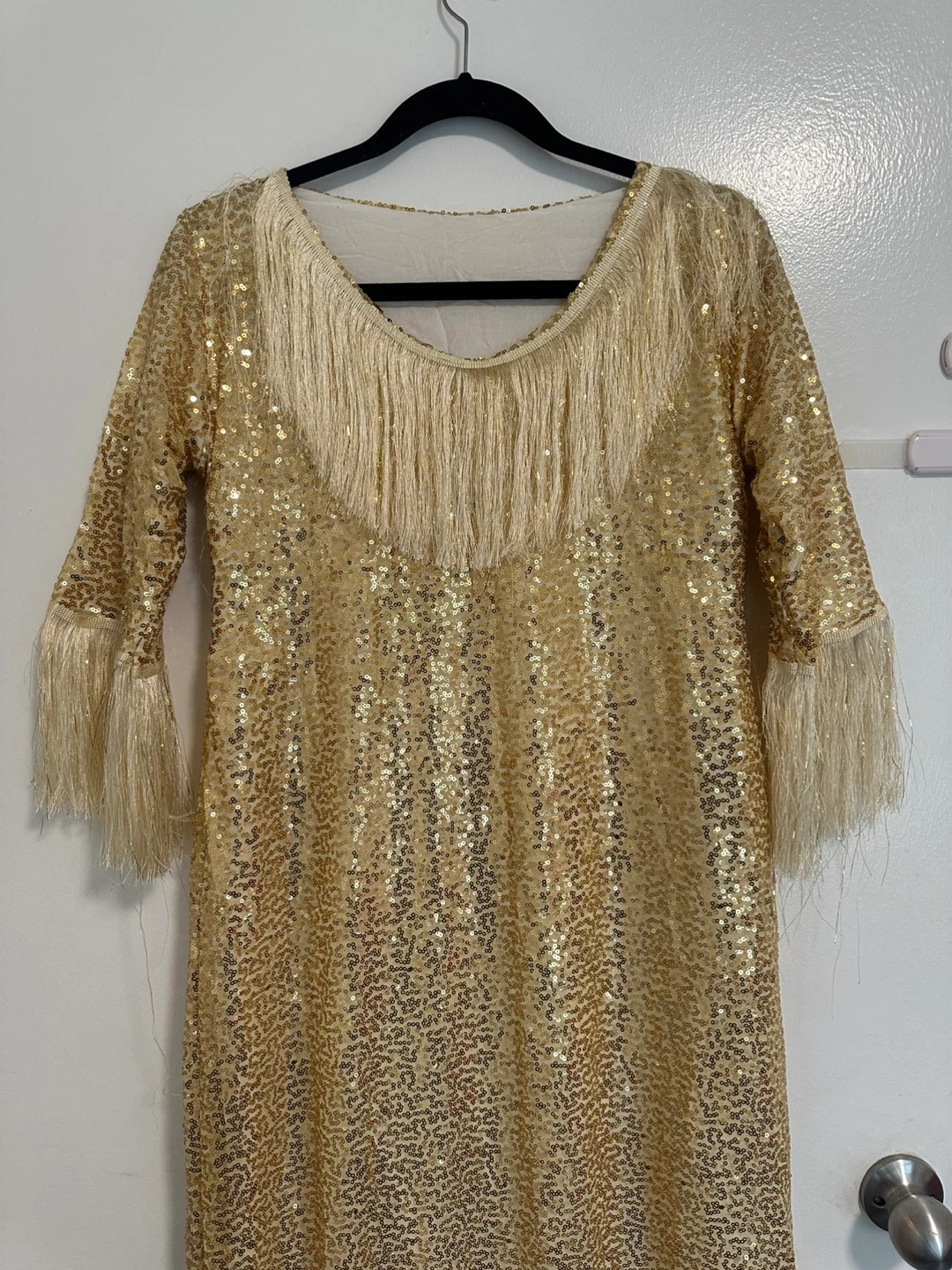 Gold Sequin Dress with Fringe - photo 3