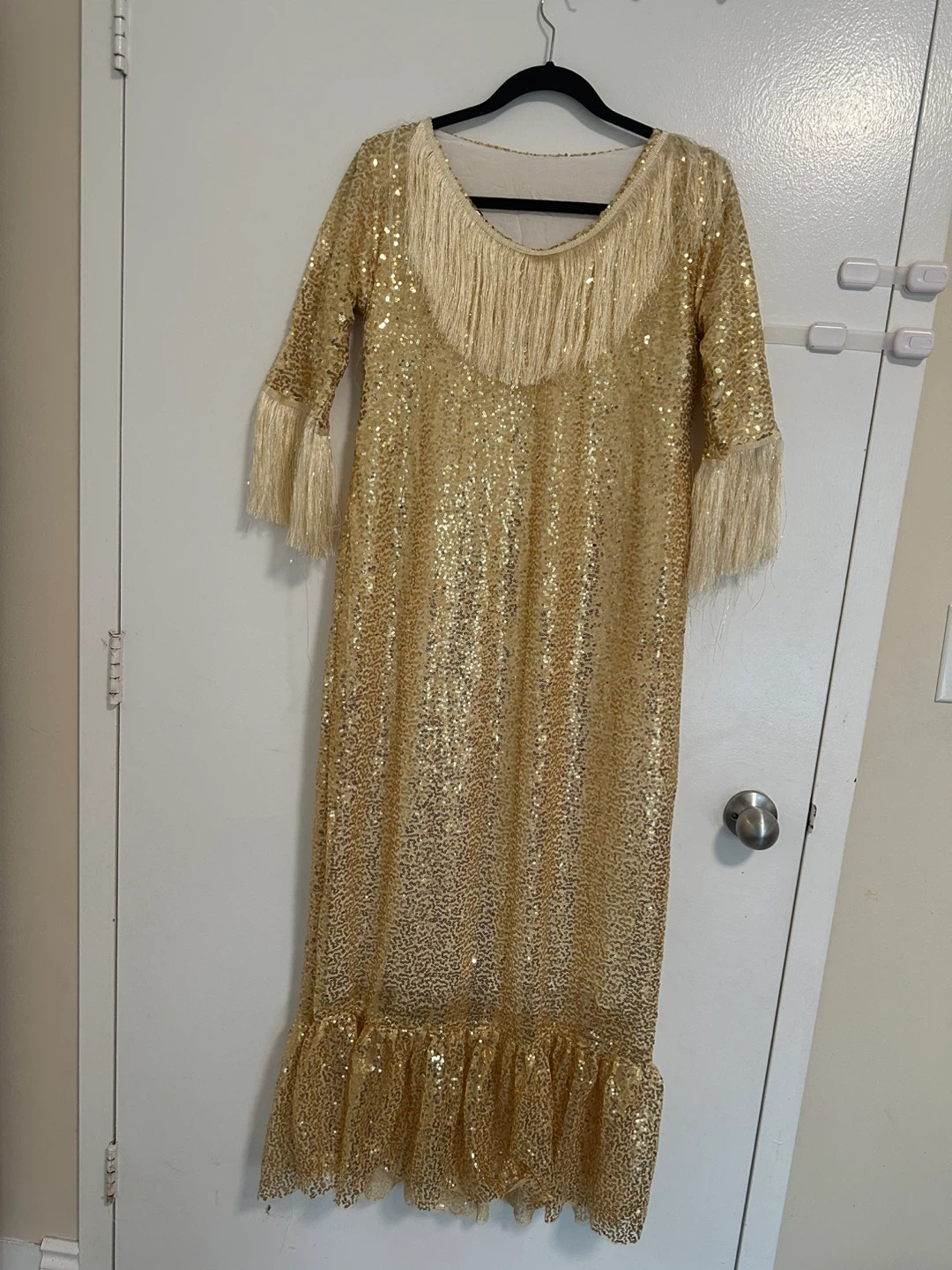 Gold Sequin Dress with Fringe - photo 2