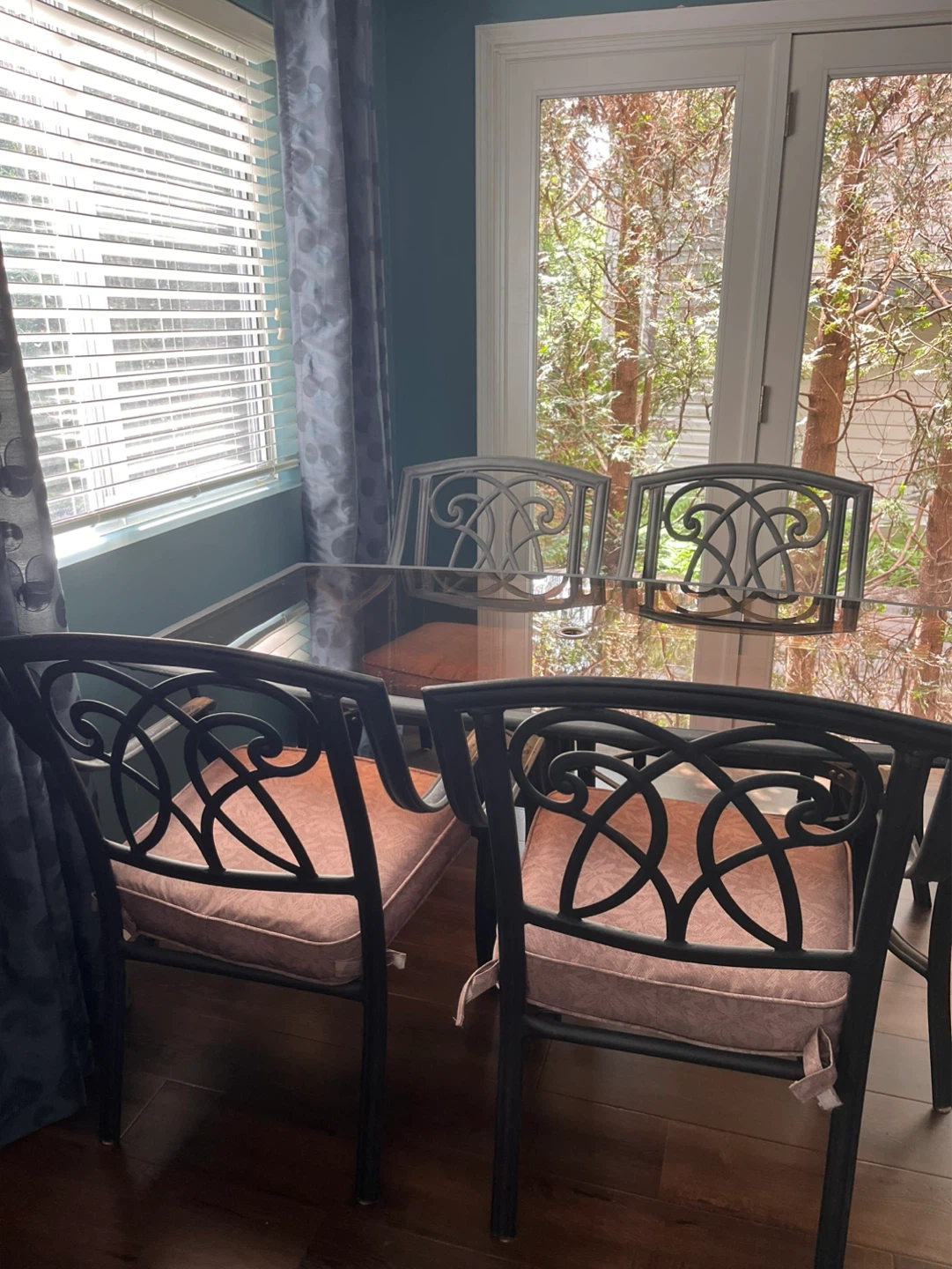 Glass Top Dining Table Set with 4 Chairs