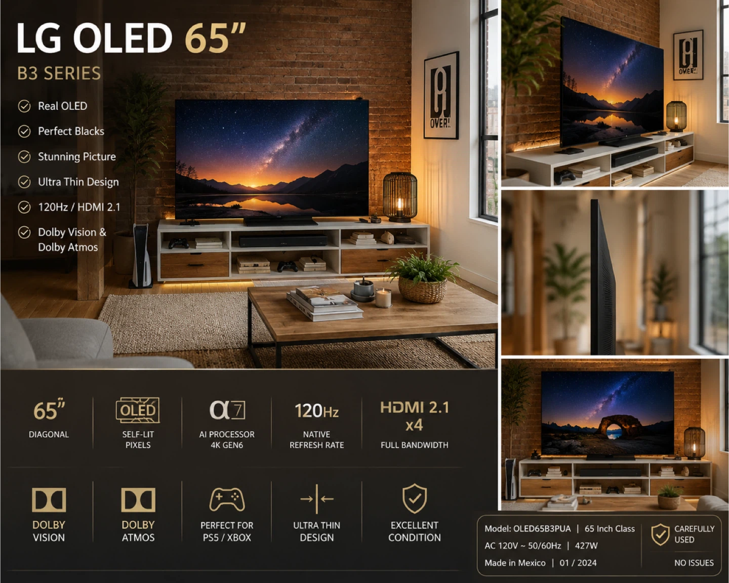 LG OLED 65" B3 Series 4K UHD Smart TV
