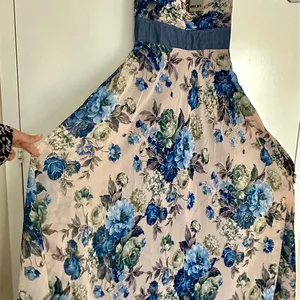 Floral Maxi Dress - Blue & Beige