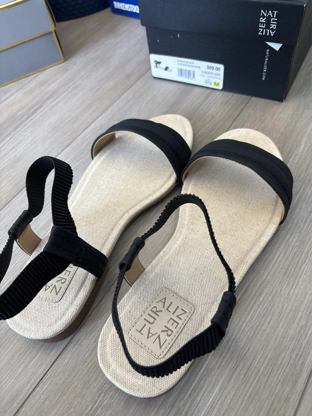 Naturalizer Sanya Black Synthetic Sandals Size 9.5 M