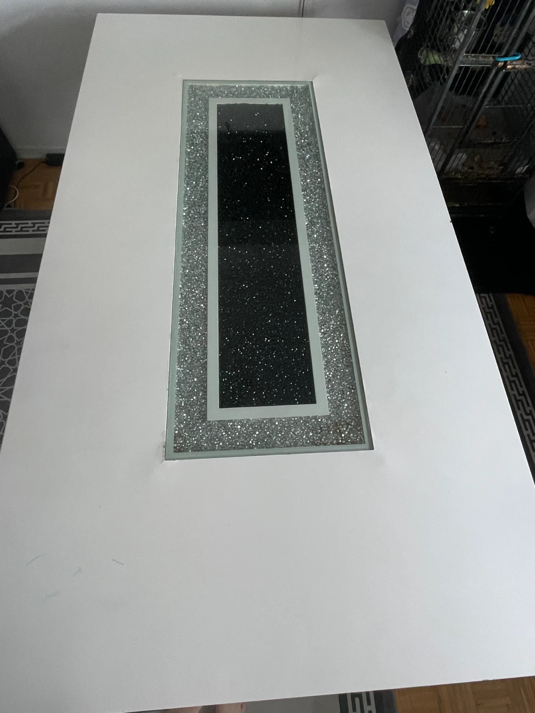 White dresser with crushed diamond accents