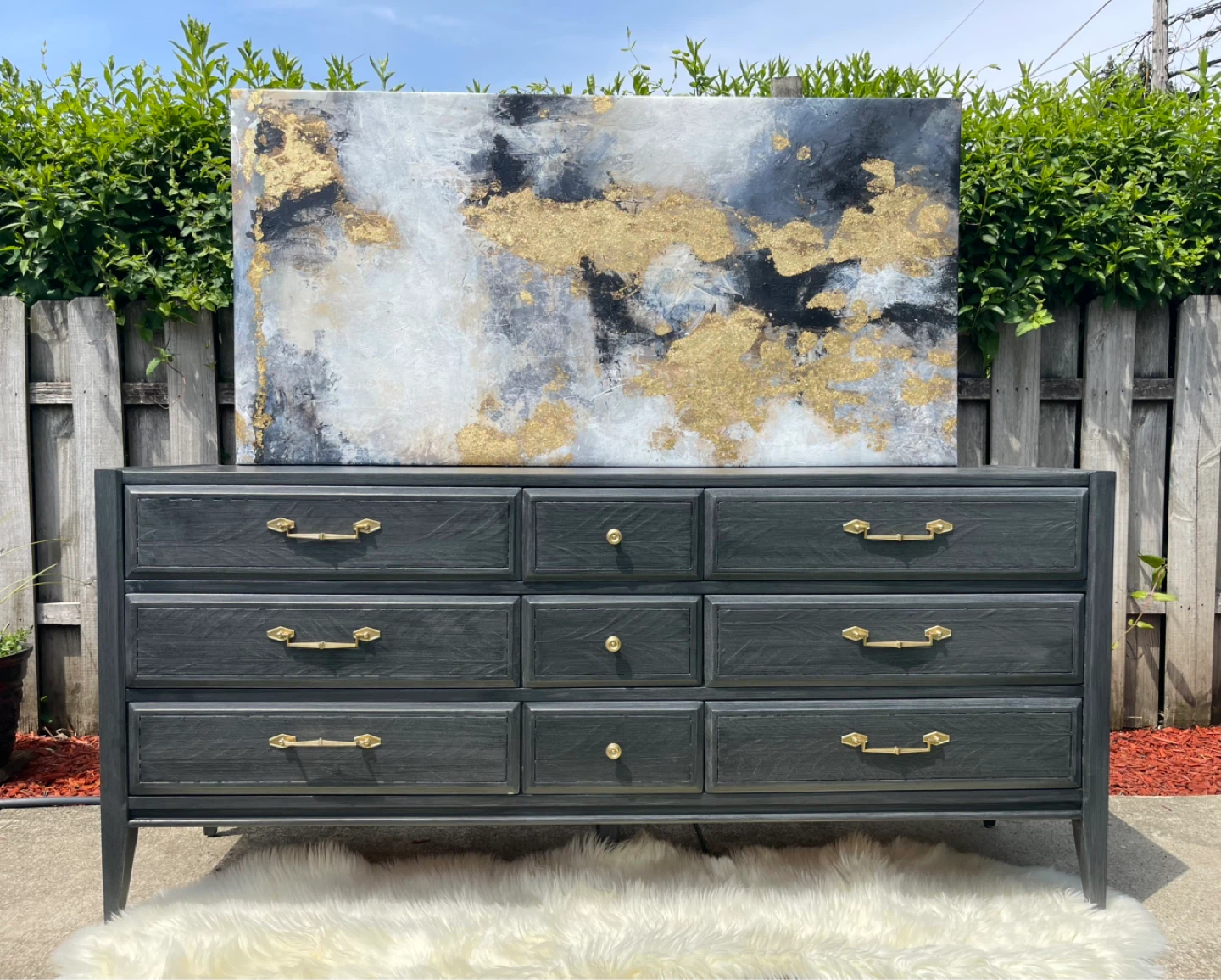 MCM Solid wood 9 drawers dresser/ TV Stand