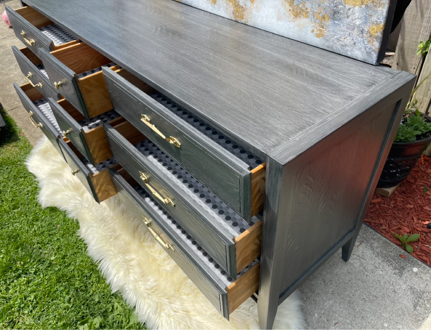 MCM Solid wood 9 drawers dresser/ TV Stand - photo 3