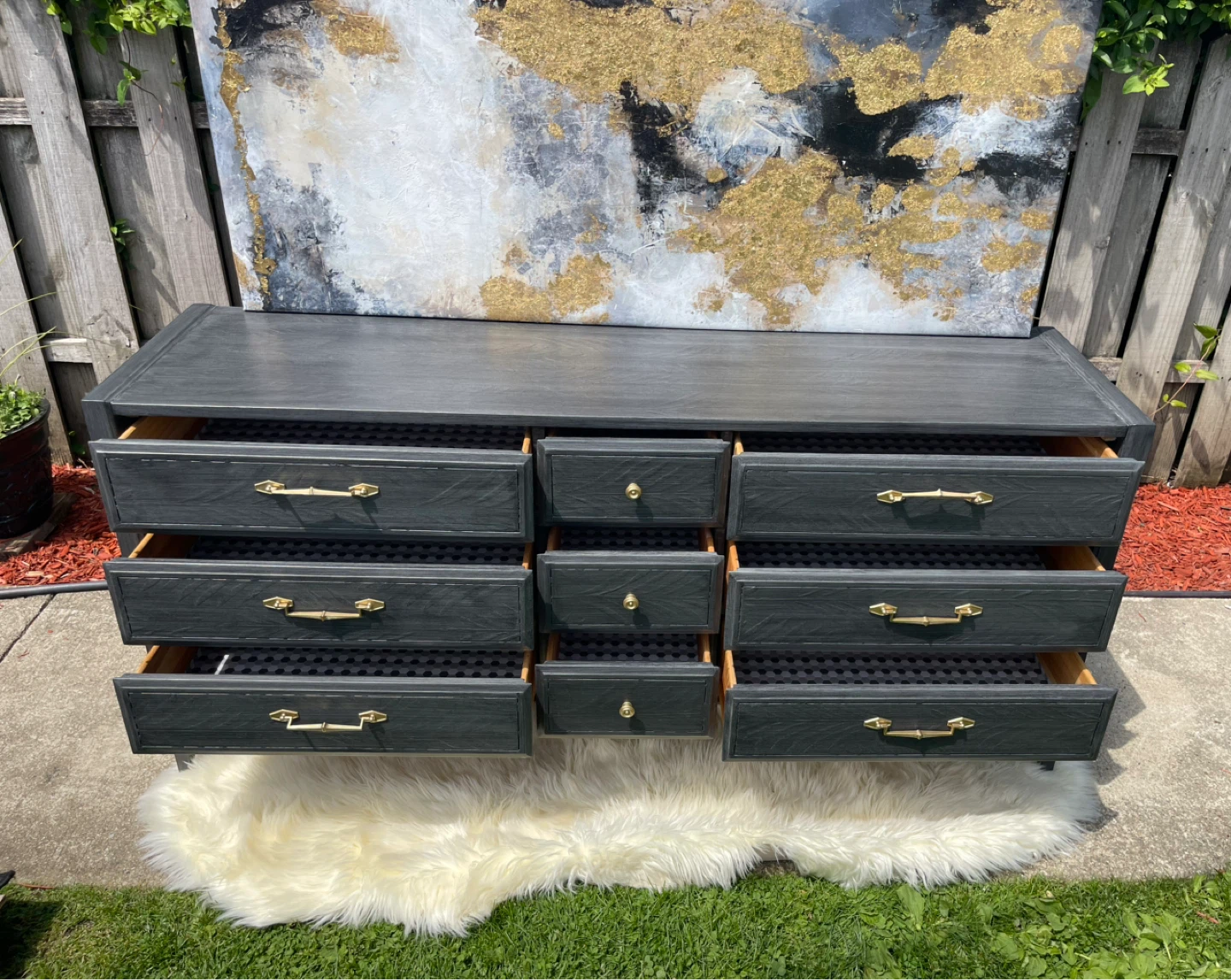 MCM Solid wood 9 drawers dresser/ TV Stand - photo 2