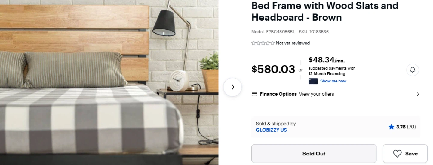 Queen Size Bed Frame with Wood Headboard - photo 3