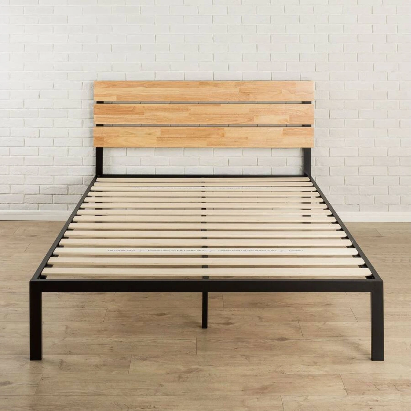 Queen Size Bed Frame with Wood Headboard