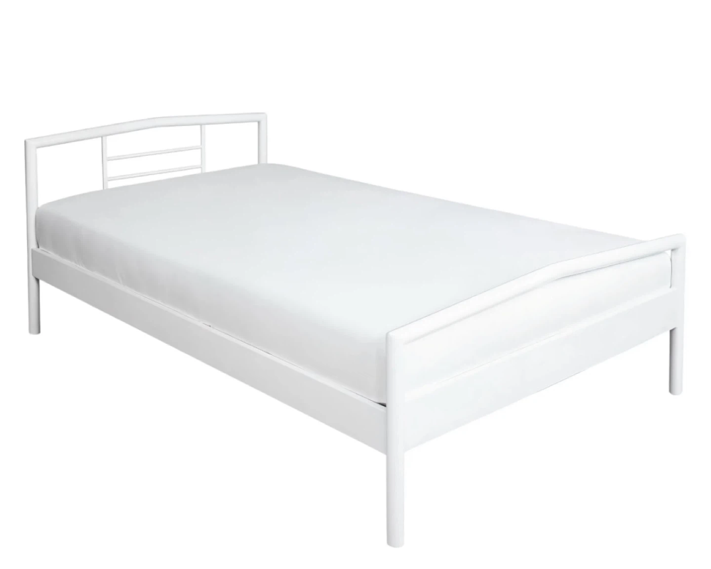 White Metal Bed Frame with Headboard