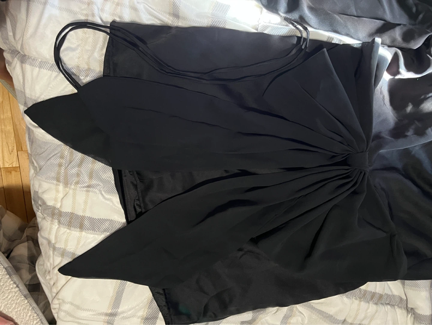 Boohoo Black Satin One Shoulder Bow Back Dress Size 14 US - photo 4