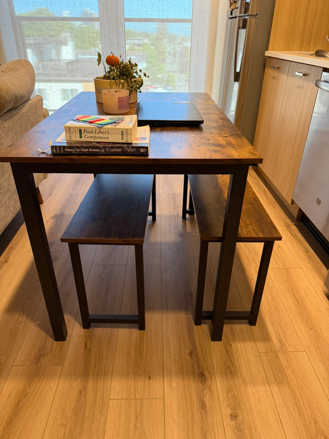 Dining Table Set with 2 Benches