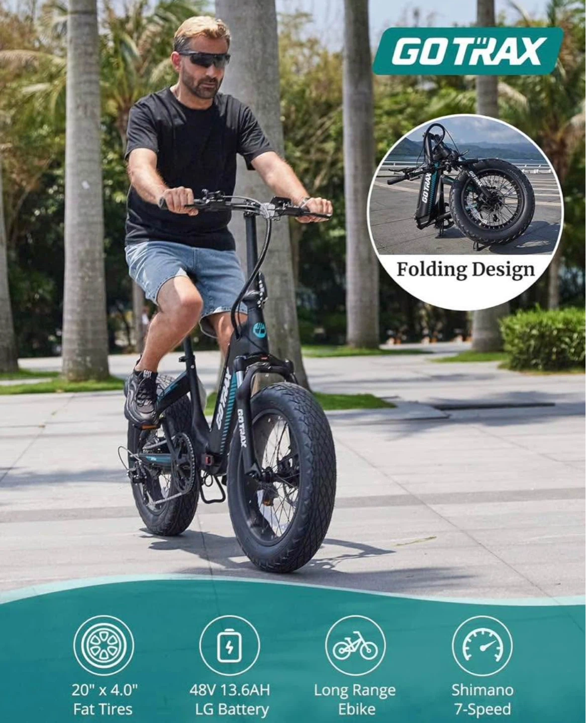 GOTRAX All Terrain Folding Electric Bike