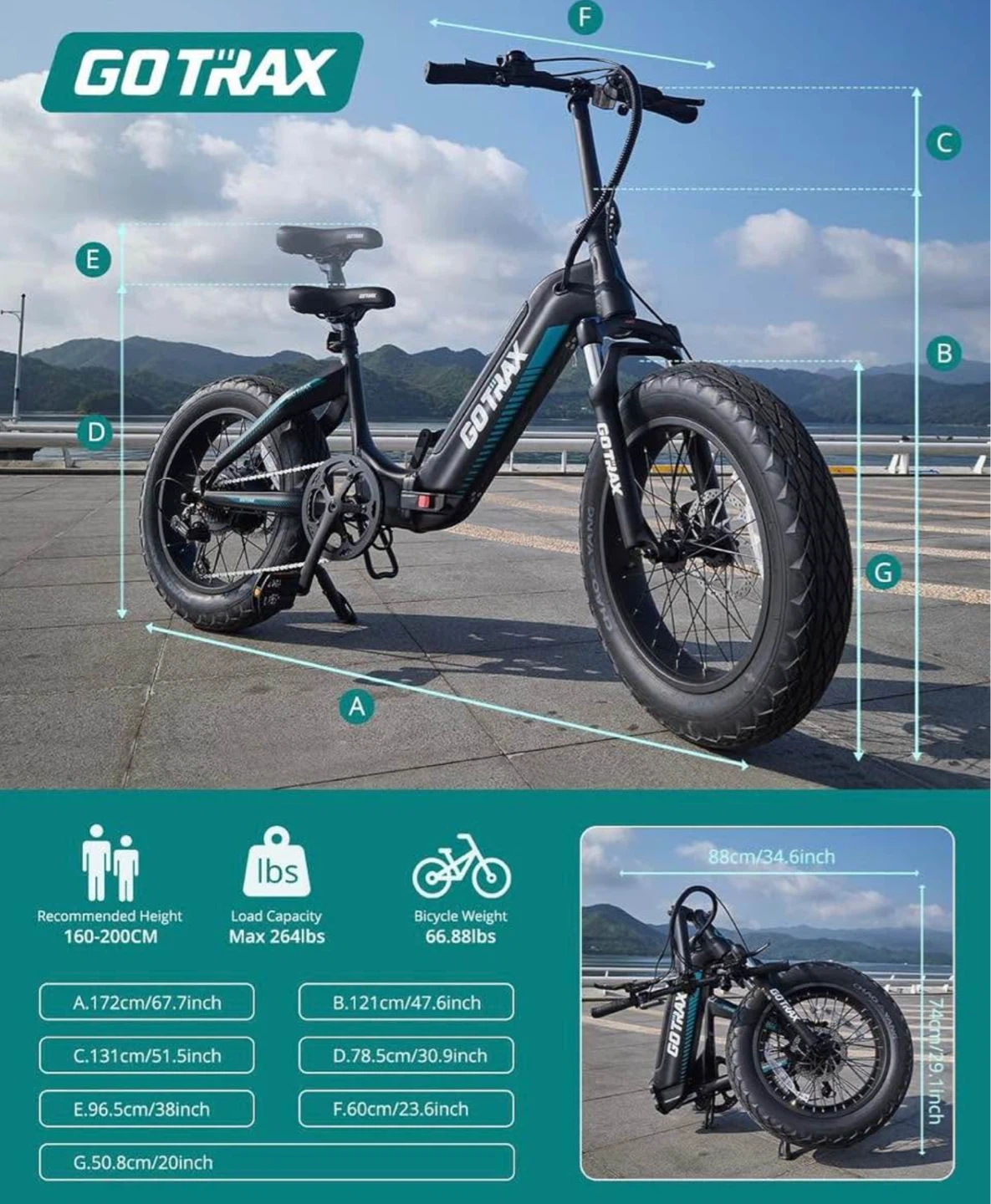 GOTRAX All Terrain Folding Electric Bike - photo 2