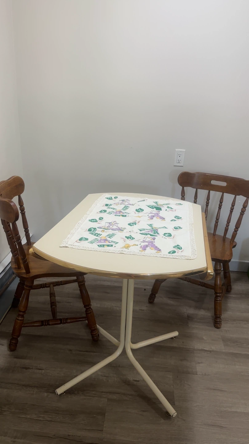 Vintage Kitchen Table with Two Chairs